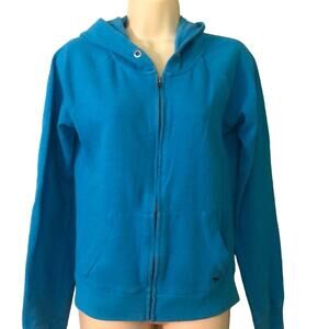 Pink Victoria's Secret Turquoise Blue Hoodie Jacket Size Medium Peace Heart